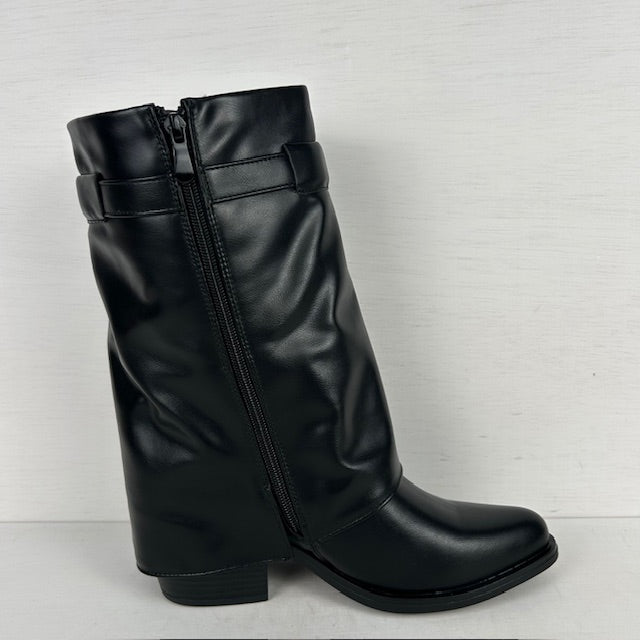 Stoere cowboylaarzen met sierlijke flap zwart