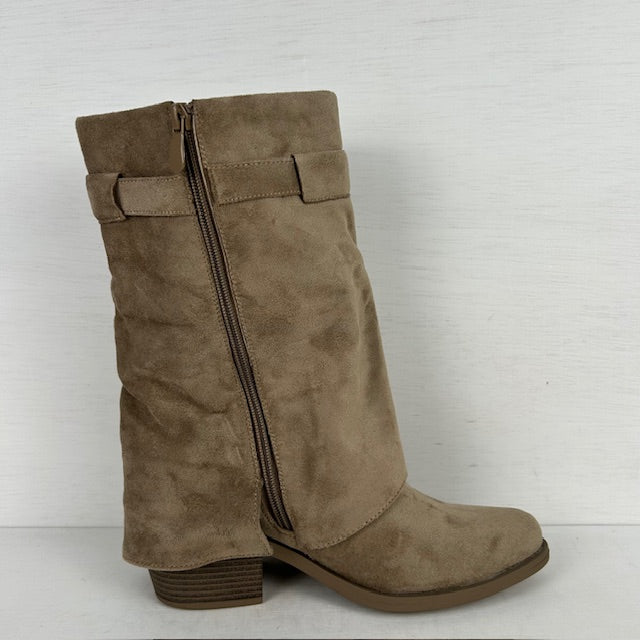 Stoere cowboylaarzen met sierlijke flap khaki