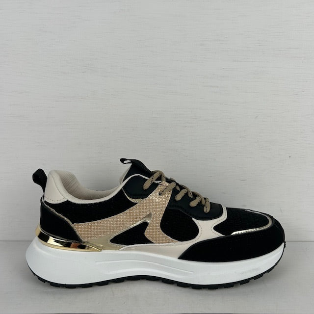 Casual sneakers met sportieve look zwart