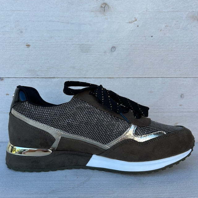 La strada sneakers dk green/ gold micro mesh 2303448
