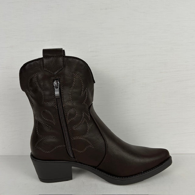 Leatherlook cowboylaarsje bruin