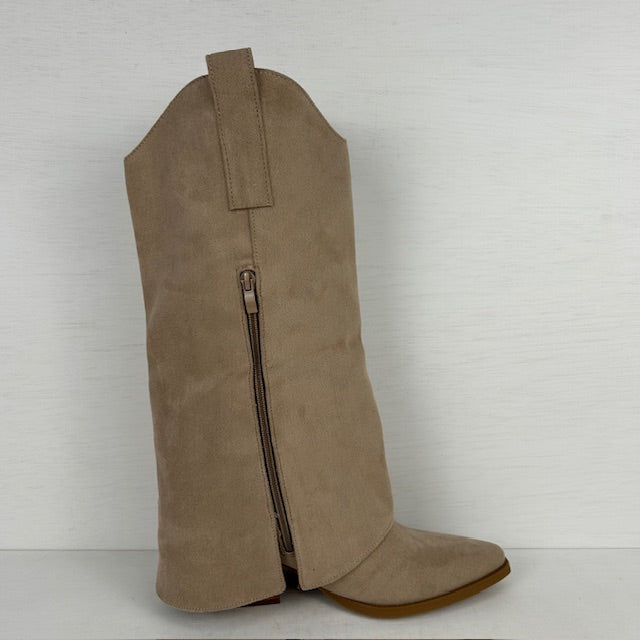 Suèdine cowboylaarzen met trendy design khaki