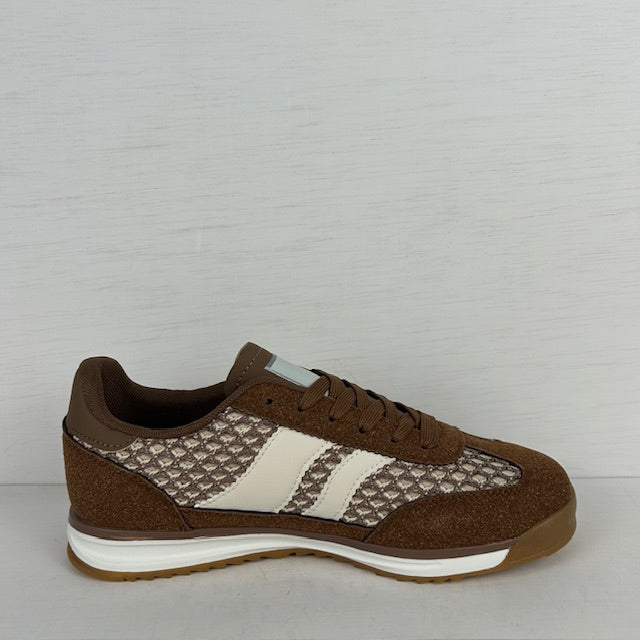 Casual sneakers met gevlochten motief bruin