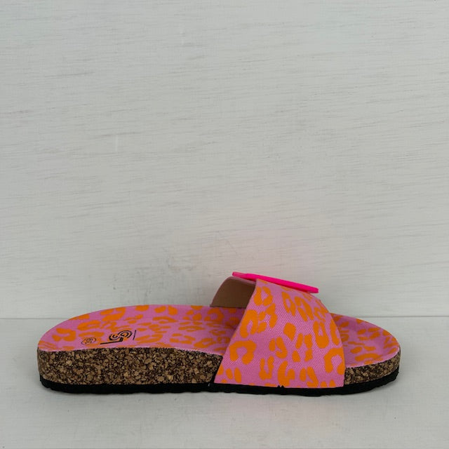 Leuke slippers met trendy look panter roze