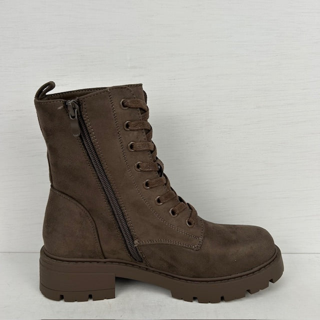 Stoere suèdine veterboots taupe