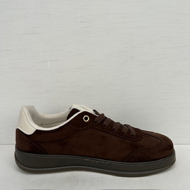 Retro sneakers met strepen bruin