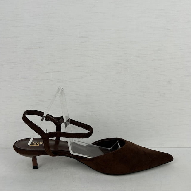 Suèdine slingbacks met hakje bruin