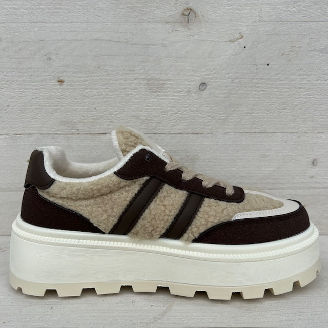Trendy teddy sneakers bruin