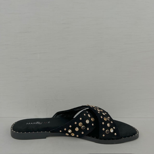 Slippers met studs zwart