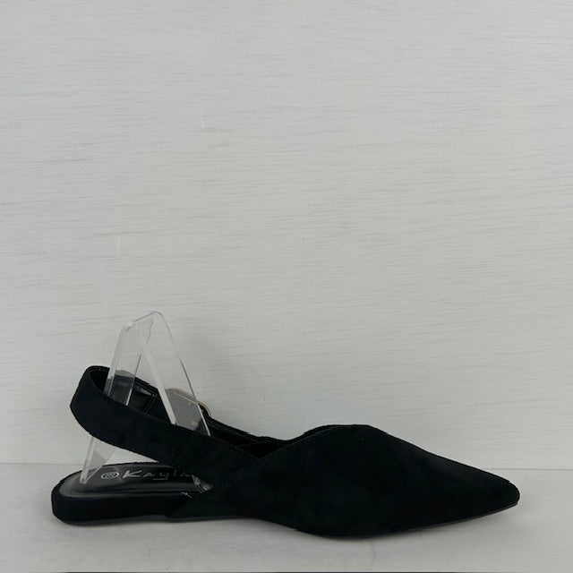 Slingbacks met platte zool en gespje zwart