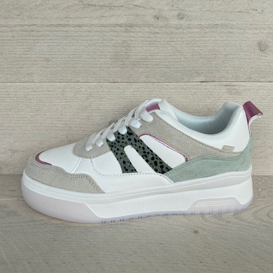 POSH by Poelman sneakers wit met grijs en groen