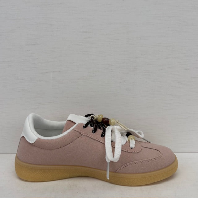 Retro sneakers met gave afwerking roze