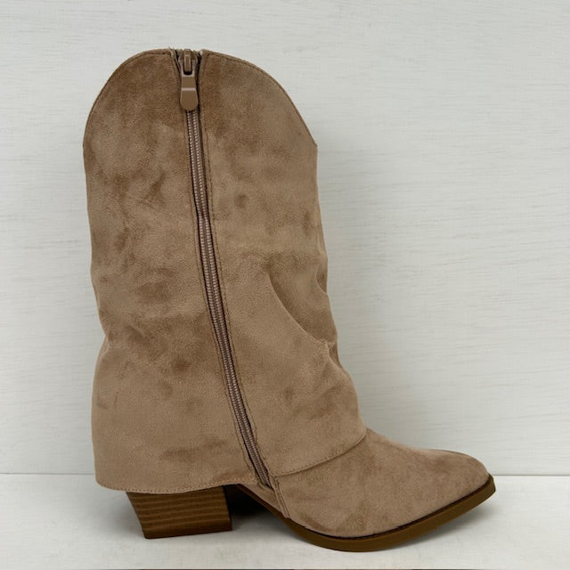 Leuke suèdine cowboylaarzen met franjes khaki