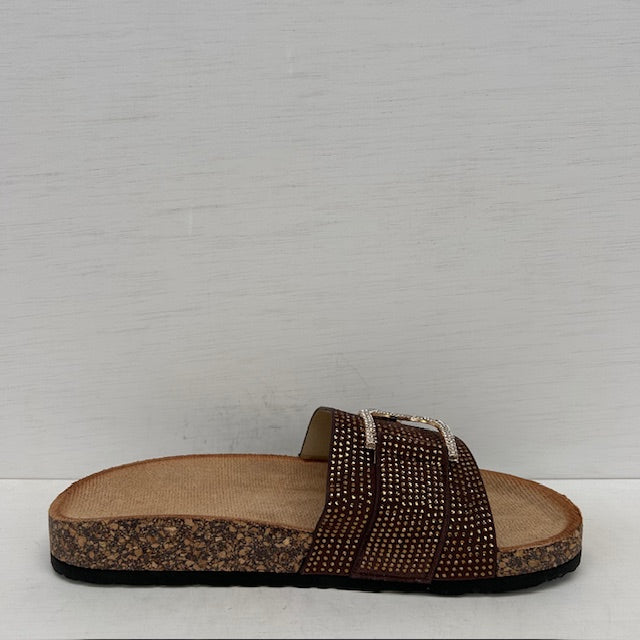 Geweldige slippers met glitters bruin