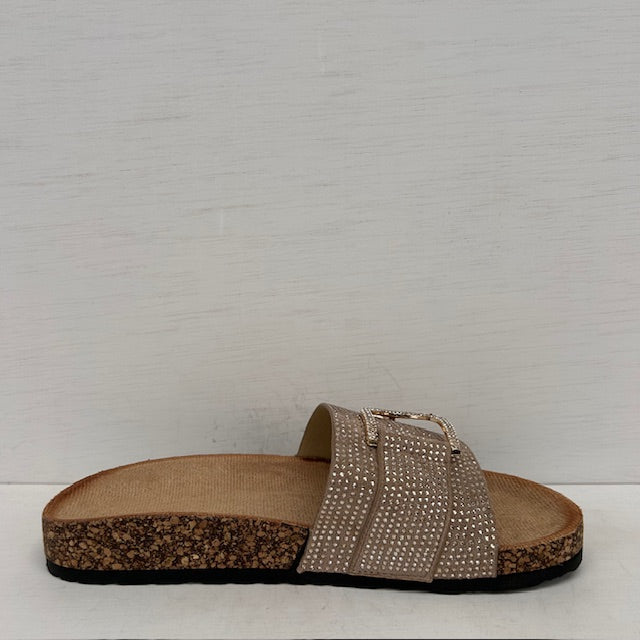 Geweldige slippers met glitters taupe