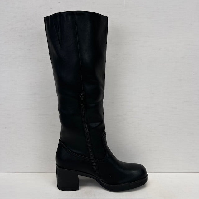 Leatherlook laarzen met stevige hak zwart