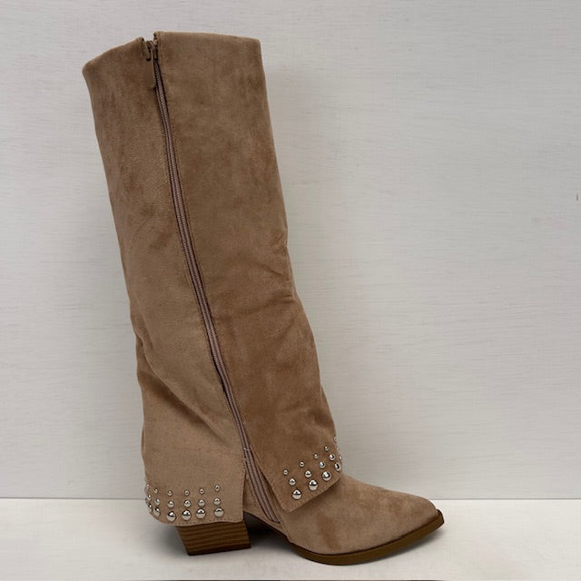 Suèdine cowboylaarzen met trendy flap khaki