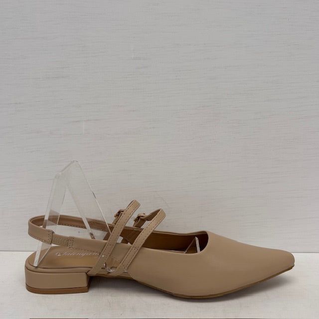 Leatherlook slingbacks met lage hak khaki
