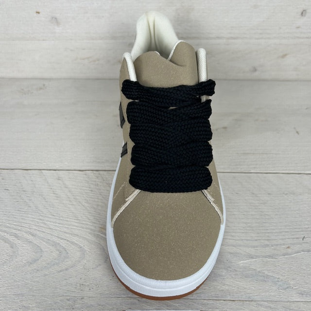Trendy sneakers met leuke retrozool taupe