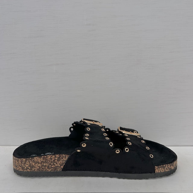 Sandalen met studs en gespjes zwart
