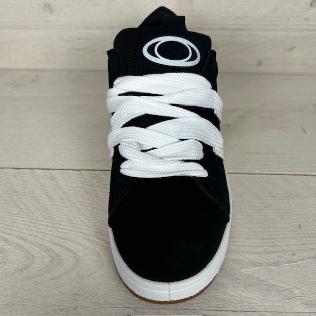Trendy retro sneaker met witte zool zwart
