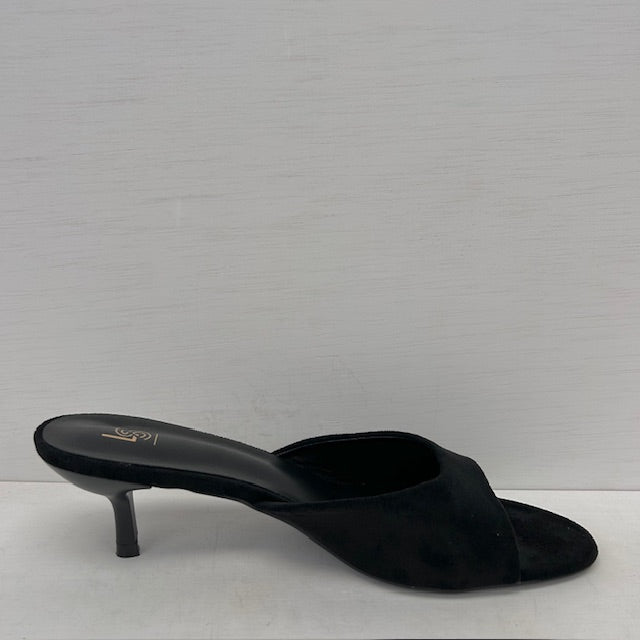 Suèdine slippers met elegant hakje zwart