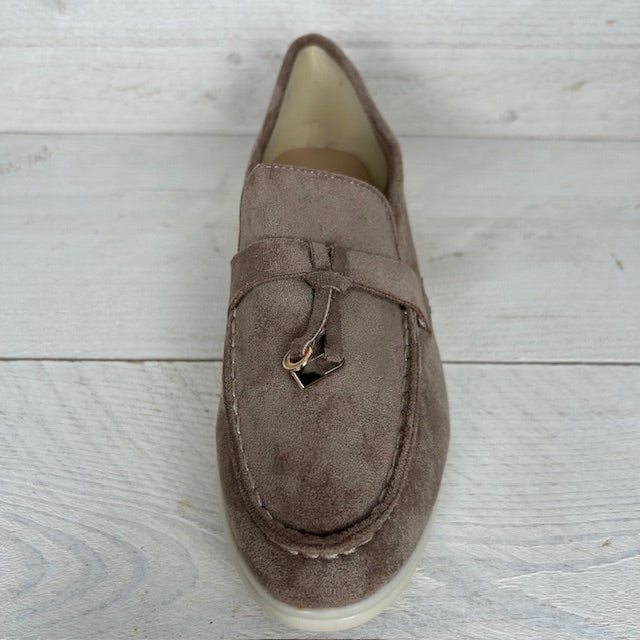 Suèdine espadrilles met detail khaki