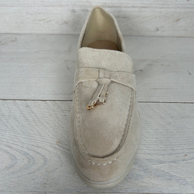 Suèdine espadrilles met detail beige