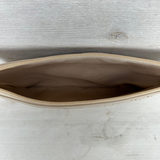 Schoudertas met gevlochten motief beige