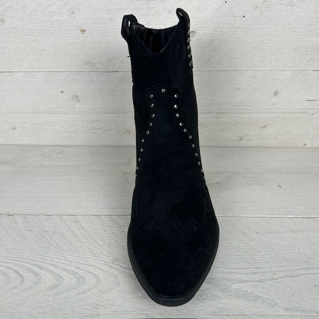 Suèdine cowboylaarsje met studs zwart