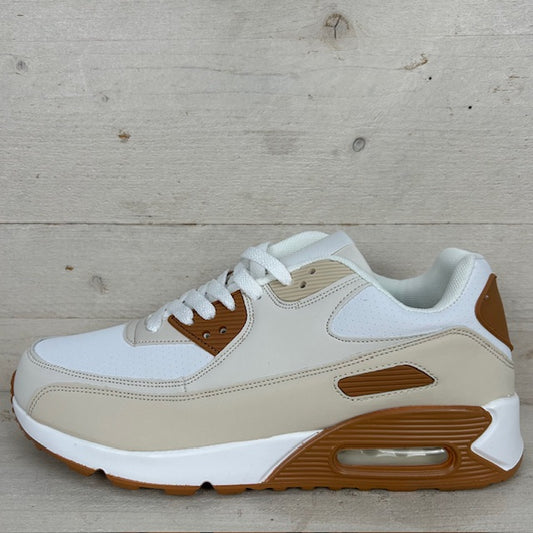 Air sneaker wit camel (verkrijgbaar van maat 40 t/m maat 45)