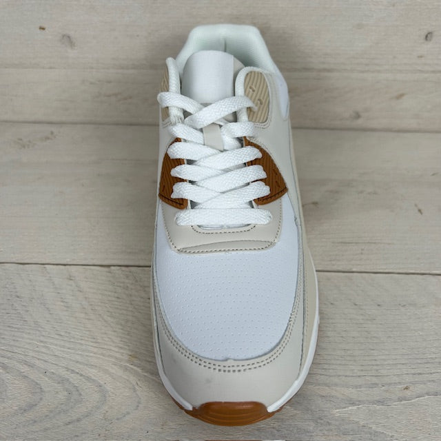 Air sneaker wit camel (verkrijgbaar van maat 40 t/m maat 45)
