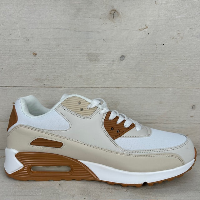Air sneaker wit camel (verkrijgbaar van maat 40 t/m maat 45)