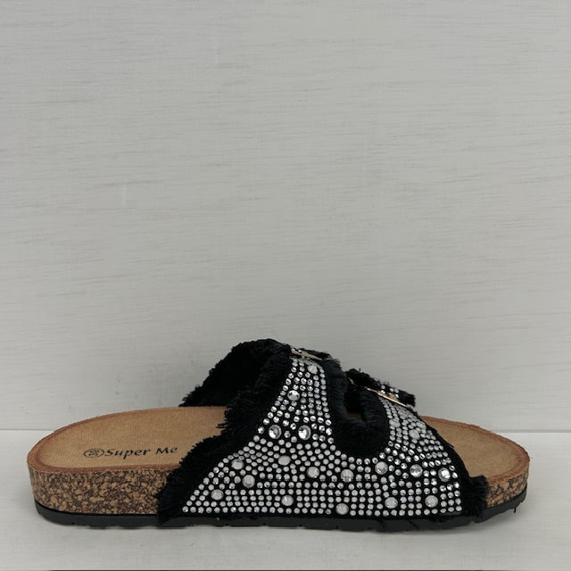 Leuke sandalen met shiny afwerking zwart