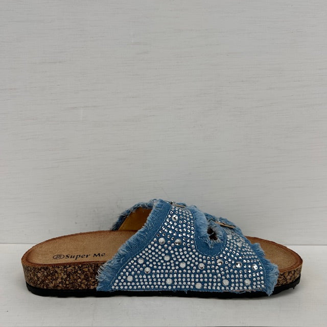 Leuke sandalen met shiny afwerking blauw