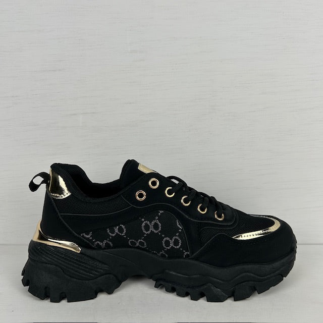 Stoere sneakers met sportieve look zwart