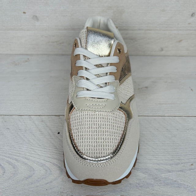 Sneaker met leuk detail beige