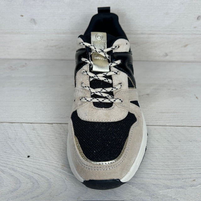 POSH by Poelman sneakers zwart met beige combinatie