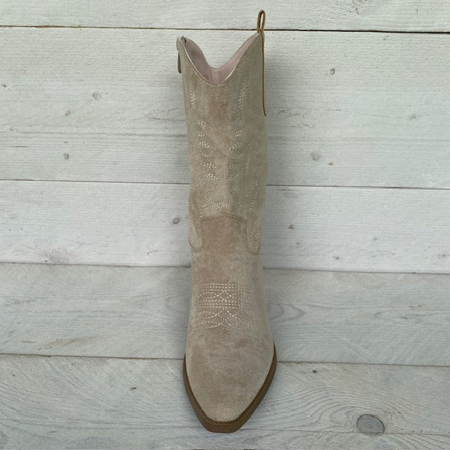 Suedine laarzen beige
