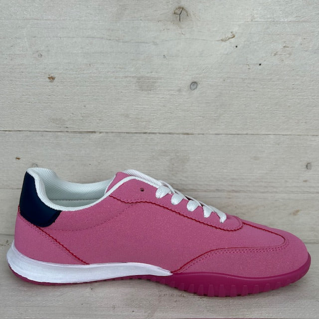 Sportieve sneaker met retrozool fuchsia