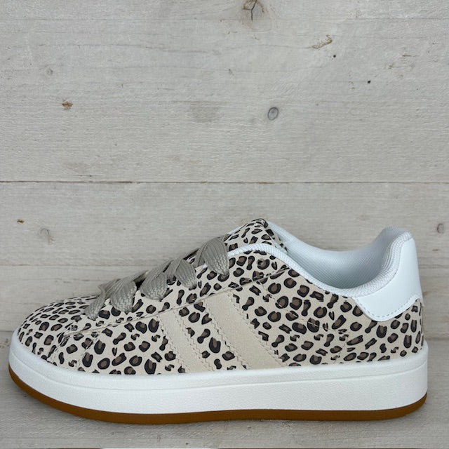 Retro sneaker met witte zool panter - Main Image