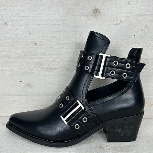 Sierlijk cowboylaarsje met open afwerking zwart