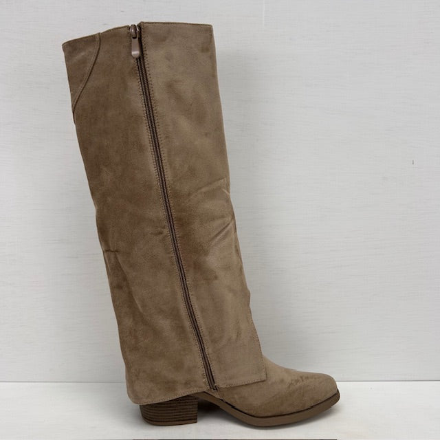 Hoge suèdine cowboylaarzen met leuke flap khaki