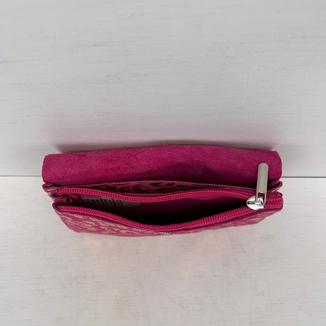 Real leather panter portemonnee roze goud