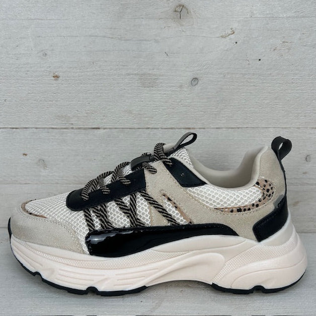 Posh by Poelman sneakers beige met zwart