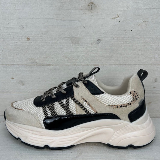 Posh by Poelman sneakers beige met zwart