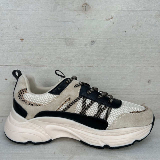 Posh by Poelman sneakers beige met zwart