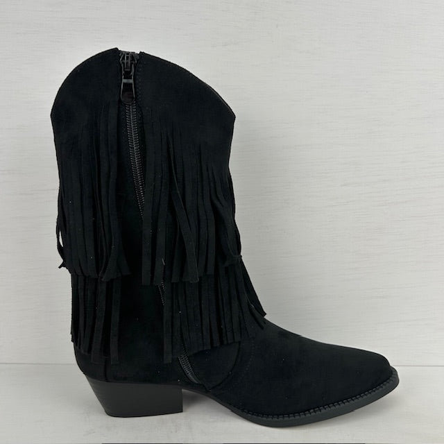 Trendy cowboylaarzen met franjes zwart
