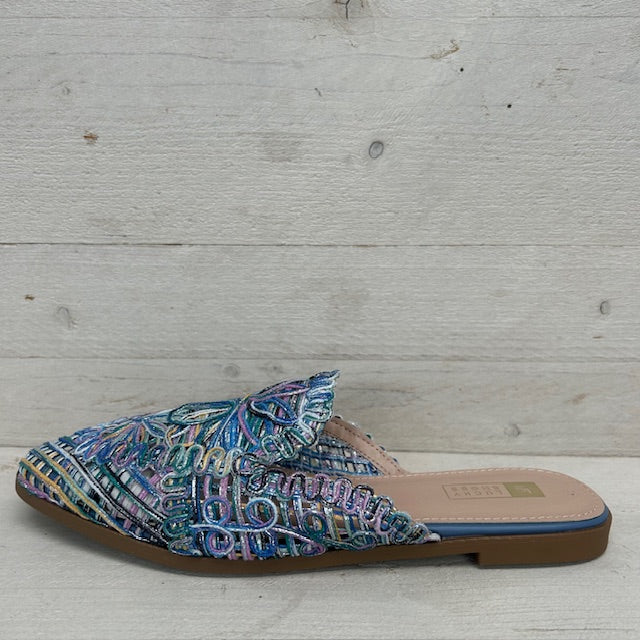 Kleurrijke gevlochten slippers blauw