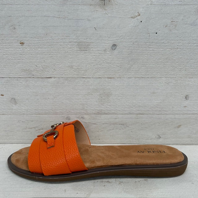 Slippers met gouden detail oranje